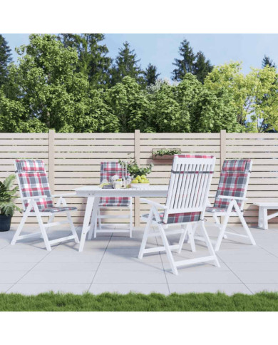 Coussins de chaise à dossier haut lot de 4 carreaux rouge | Mobilier & Déco