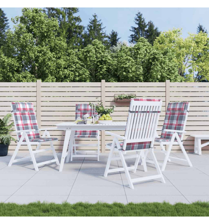 Coussins de chaise à dossier haut lot de 4 carreaux rouge | Mobilier & Déco