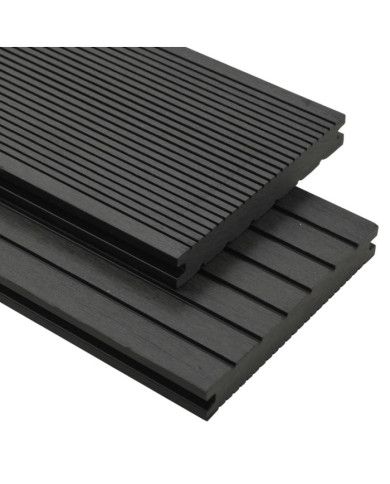 Panneaux de terrasse solides et accessoires WPC 16m² 2,2 m Noir | Mobilier & Déco