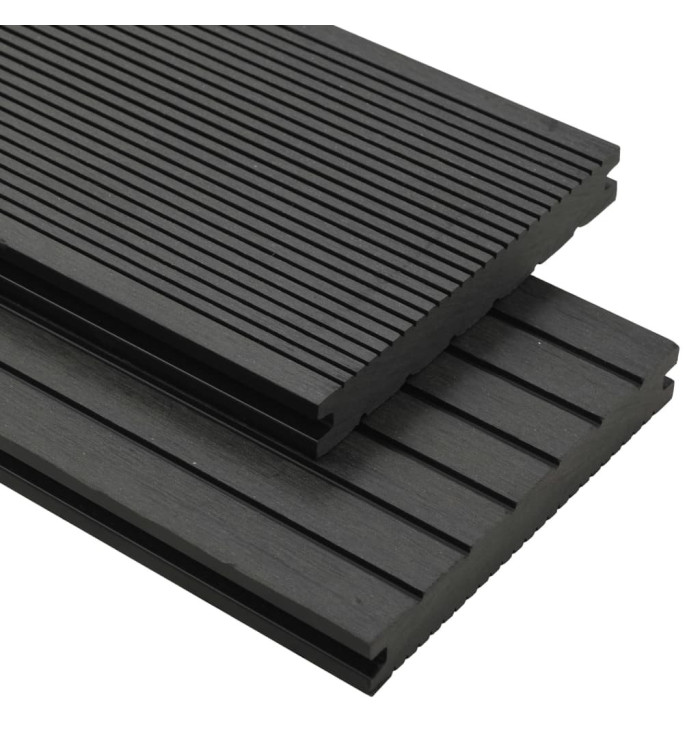 Panneaux de terrasse solides et accessoires WPC 16m² 2,2 m Noir | Mobilier & Déco