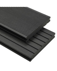 Panneaux de terrasse solides et accessoires WPC 16m² 2,2 m Noir | Mobilier & Déco