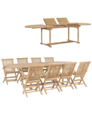 Ensemble à manger de jardin 9 pcs 180-280x100x75 cm Teck massif | Mobilier & Déco