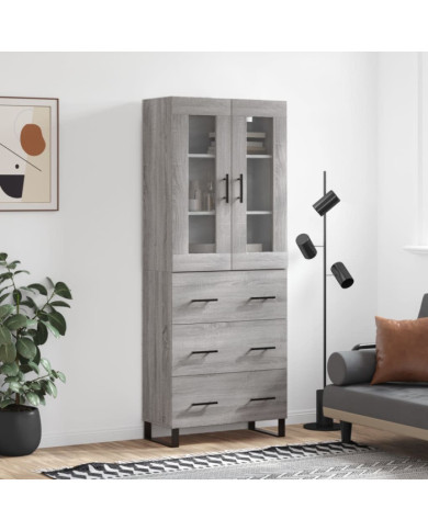 Buffet haut Sonoma gris 69,5x34x180 cm Bois d'ingénierie | Mobilier & Déco