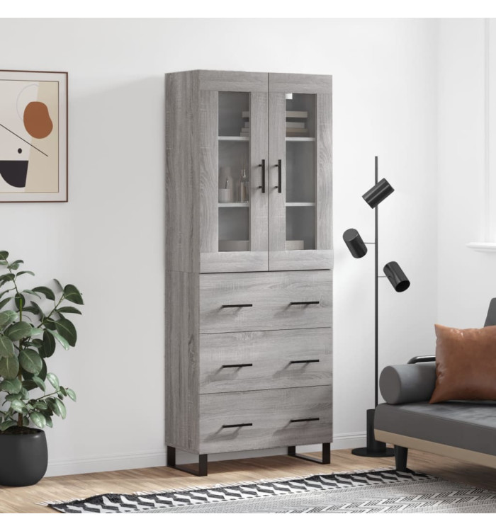 Buffet haut Sonoma gris 69,5x34x180 cm Bois d'ingénierie | Mobilier & Déco
