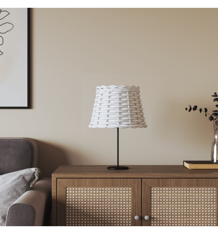 Abat-jour blanc Ø20x15 cm osier | Mobilier & Déco