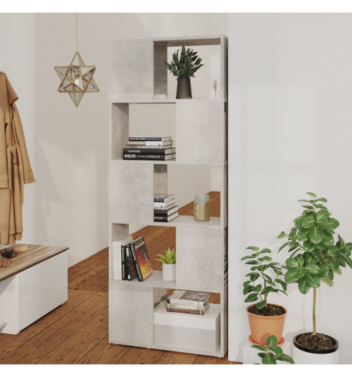 Bibliothèque/Séparateur de pièce Gris béton 60x24x155 cm | Mobilier & Déco
