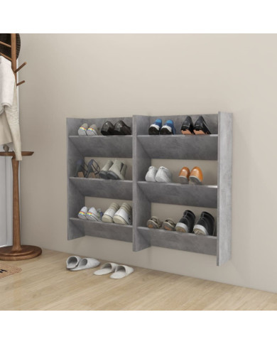 Armoires à chaussures murales 2 pcs Gris béton 60x18x90 cm | Mobilier & Déco