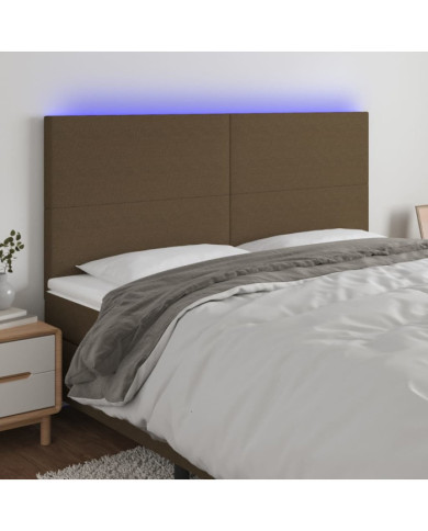Tête de lit à LED Marron foncé 160x5x118/128 cm Tissu | Mobilier & Déco