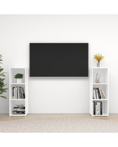 Meubles TV 2 pcs Blanc 107x35x37 cm Bois d'ingénierie | Mobilier & Déco