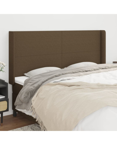 Tête de lit avec oreilles Marron foncé 163x16x118/128 cm Tissu | Mobilier & Déco