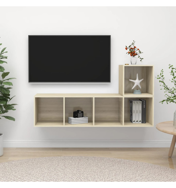 Ensemble de meubles TV 2 pcs Chêne sonoma Bois d'ingénierie | Mobilier & Déco