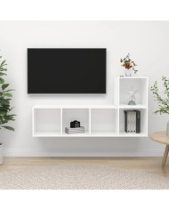 Ensemble de meuble TV 2 pcs Blanc Bois d'ingénierie | Mobilier & Déco