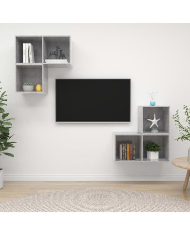 Ensemble de meubles TV 4 pcs Gris béton Bois d'ingénierie | Mobilier & Déco