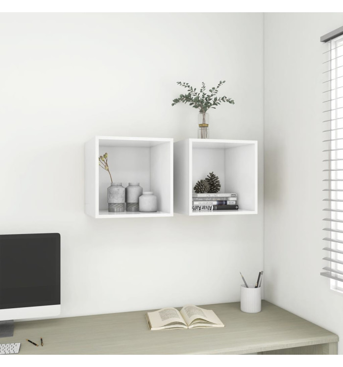Armoires murales 2 pcs Blanc 37x37x37 cm Bois d’ingénierie | Mobilier & Déco