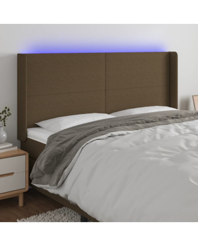 Tête de lit à LED Marron foncé 163x16x118/128 cm Tissu | Mobilier & Déco
