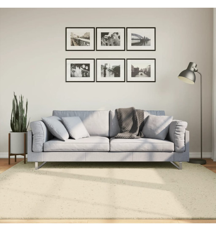 Tapis HUARTE à poils courts doux et lavable crème 200x200 cm | Mobilier & Déco