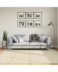Tapis HUARTE à poils courts doux et lavable crème 200x200 cm | Mobilier & Déco