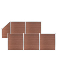 Ensemble de clôture WPC 5 Carré + 1 Incliné 965 x 186 cm Marron | Mobilier & Déco