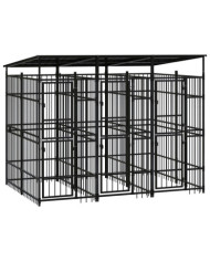 Chenil d'extérieur avec toit pour chiens Acier 5,53 m² | Mobilier & Déco