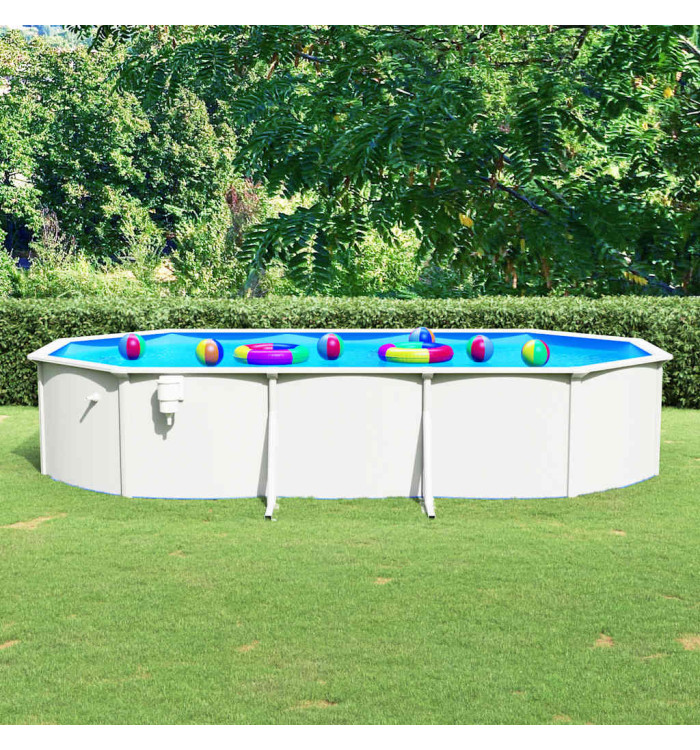 Piscine ovale avec parois en acier 610x360x120 cm Blanc | Mobilier & Déco