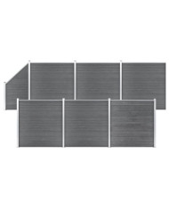 Ensemble de clôture WPC 6 Carré + 1 Incliné 1138x186 cm Gris | Mobilier & Déco