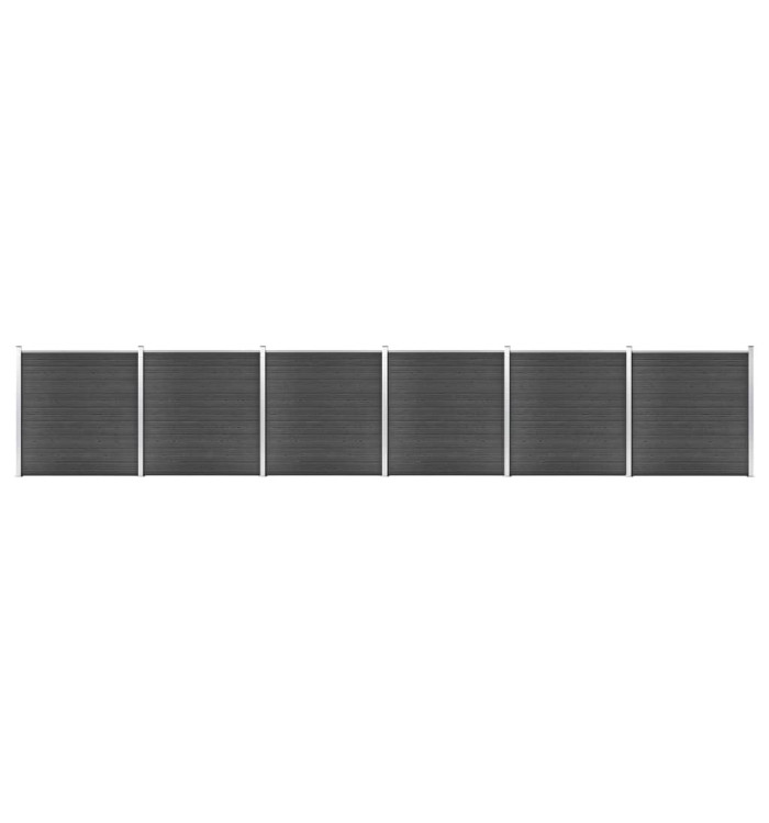 Ensemble de panneau de clôture WPC 1045x186 cm Noir | Mobilier & Déco