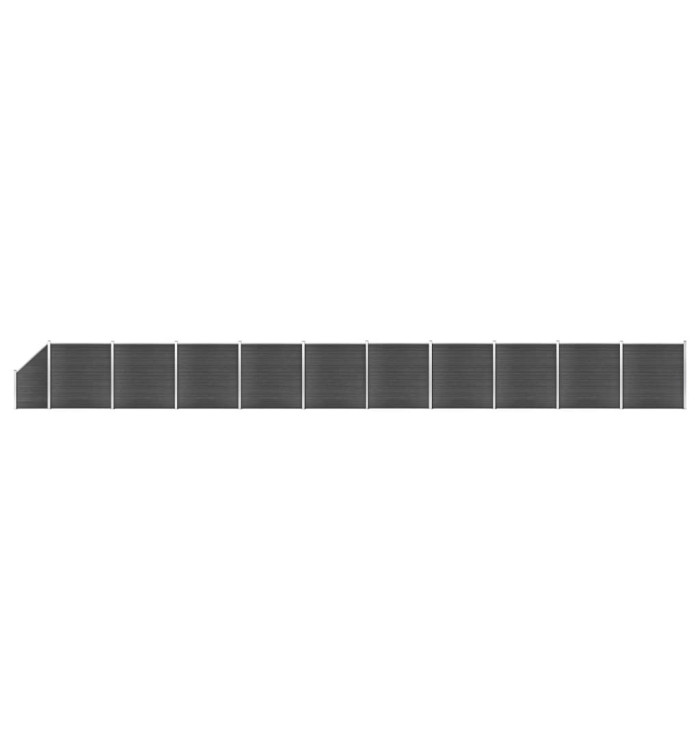 Ensemble de panneau de clôture WPC 1830x(105-186) cm Noir | Mobilier & Déco