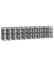 Chenil d'extérieur avec toit pour chiens Acier 18,43 m² | Mobilier & Déco