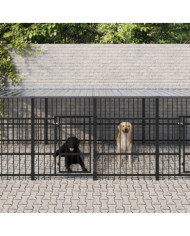 Chenil d'extérieur avec toit pour chiens Acier 18,77 m² | Mobilier & Déco