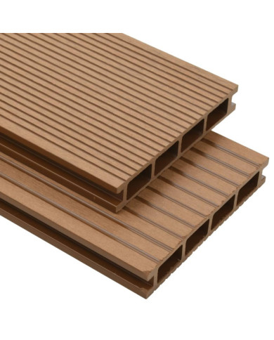 Panneaux de terrasse creux et accessoires WPC 15 m² 4 m Teck | Mobilier & Déco
