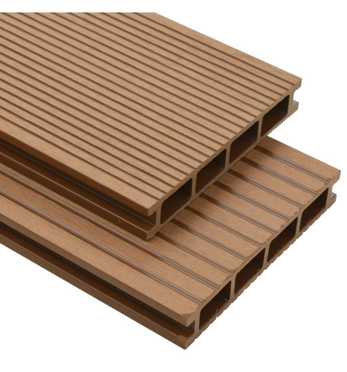Panneaux de terrasse creux et accessoires WPC 15 m² 4 m Teck | Mobilier & Déco