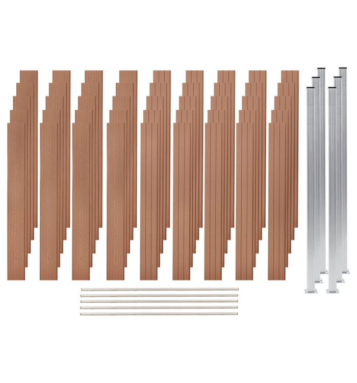 Ensemble de clôture WPC 5 Carré 872x187 cm Marron | Mobilier & Déco