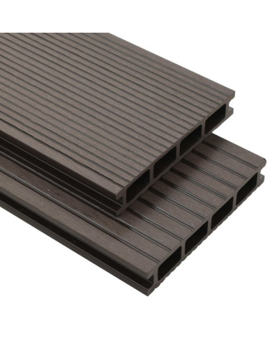 Panneaux de terrasse creux WPC 10 m² 4 m Marron foncé | Mobilier & Déco