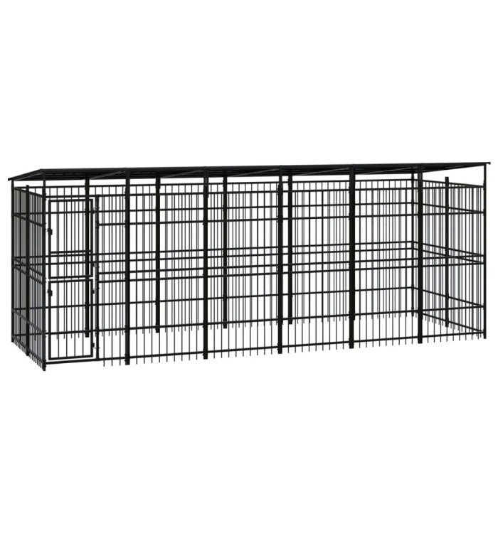 Chenil d'extérieur avec toit pour chiens Acier 11,06 m² | Mobilier & Déco
