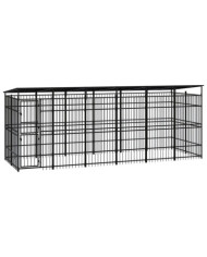 Chenil d'extérieur avec toit pour chiens Acier 11,06 m² | Mobilier & Déco