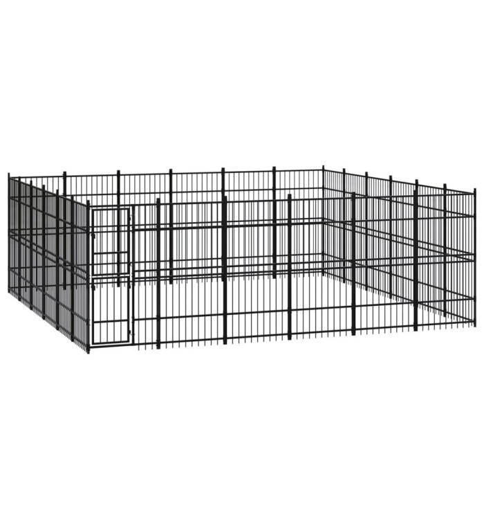 Chenil d'extérieur pour chiens Acier 33,18 m² | Mobilier & Déco