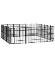 Chenil d'extérieur pour chiens Acier 33,18 m² | Mobilier & Déco