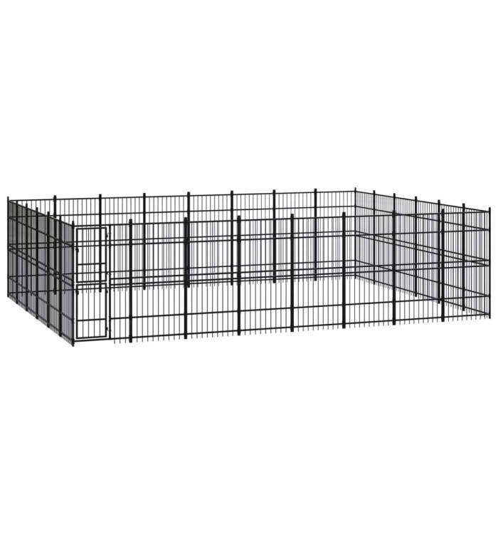 Chenil d'extérieur pour chiens Acier 44,24 m² | Mobilier & Déco
