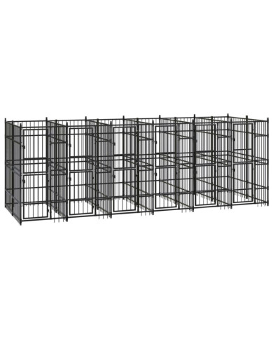 Chenil d'extérieur pour chiens Acier 11,06 m² | Mobilier & Déco
