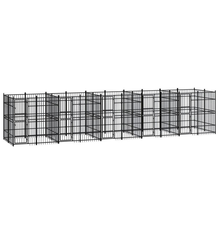 Chenil d'extérieur pour chiens Acier 18,43 m² | Mobilier & Déco