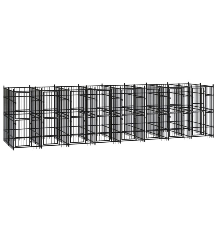 Chenil d'extérieur pour chiens Acier 14,75 m² | Mobilier & Déco