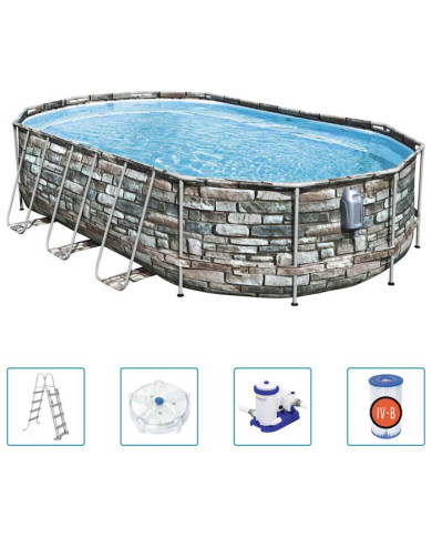 Bestway Ensemble de piscine ovale Power Steel Comfort 610x366x122 cm | Mobilier & Déco