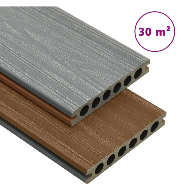 Panneaux de terrasse et accessoires WPC Marron/gris 30 m² 2,2 m | Mobilier & Déco