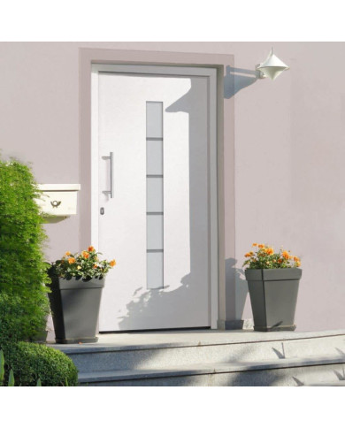 Porte d'entrée Aluminium et PVC Blanc 100x210 cm | Mobilier & Déco