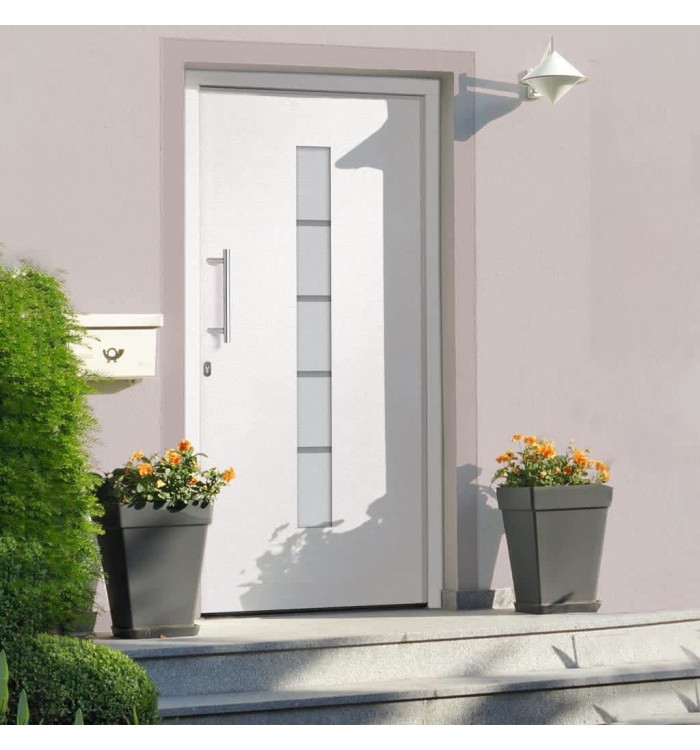 Porte d'entrée Aluminium et PVC Blanc 100x210 cm | Mobilier & Déco