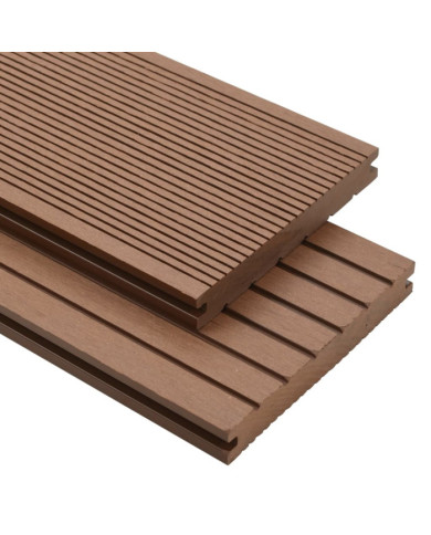 Panneau de terrasse et accessoires WPC 10 m² 2,2 m Marron clair | Mobilier & Déco