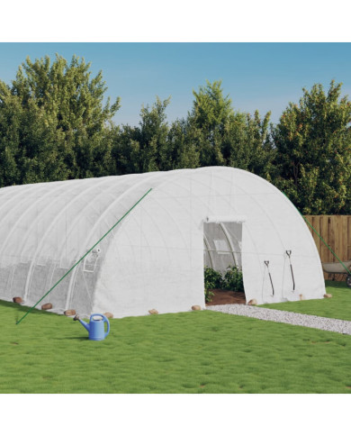 Serre avec cadre en acier blanc 132 m² 22x6x2,85 m | Mobilier & Déco
