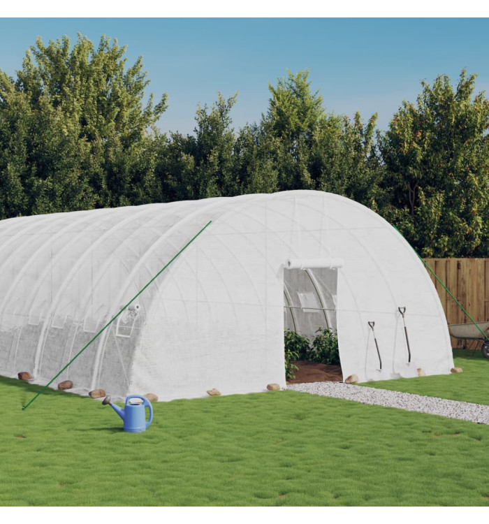 Serre avec cadre en acier blanc 132 m² 22x6x2,85 m | Mobilier & Déco