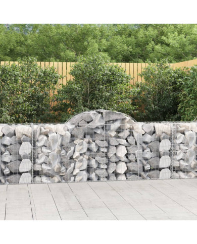 Paniers à gabions arqués 15 pcs 200x50x80/100 cm Fer galvanisé | Mobilier & Déco