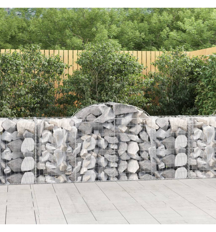 Paniers à gabions arqués 15 pcs 200x50x80/100 cm Fer galvanisé | Mobilier & Déco